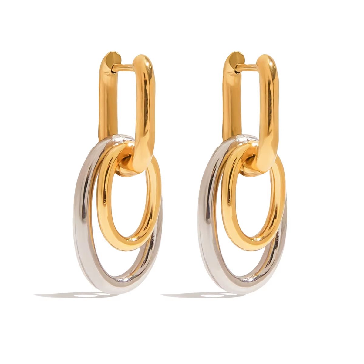 Aris Mixed Metal Linked Hoop Earrings - ILLUSIVE JEWELS USA