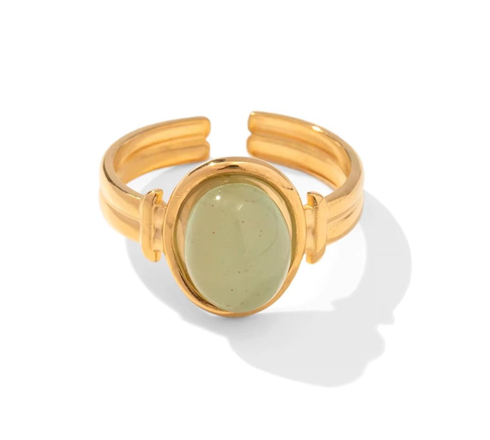 Aura Green Stone Ring - ILLUSIVE JEWELS USA
