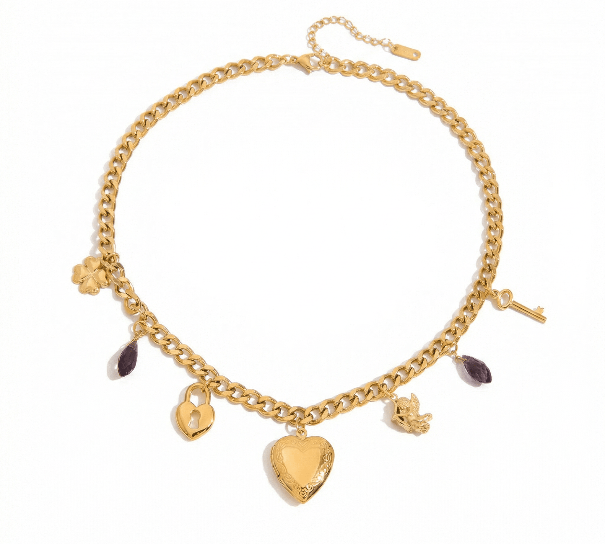 Charms & Heart Necklace - ILLUSIVE JEWELS USA