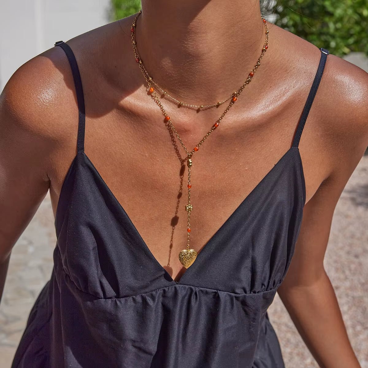 Elara Gold Heart Locket Necklace - ILLUSIVE JEWELS USA
