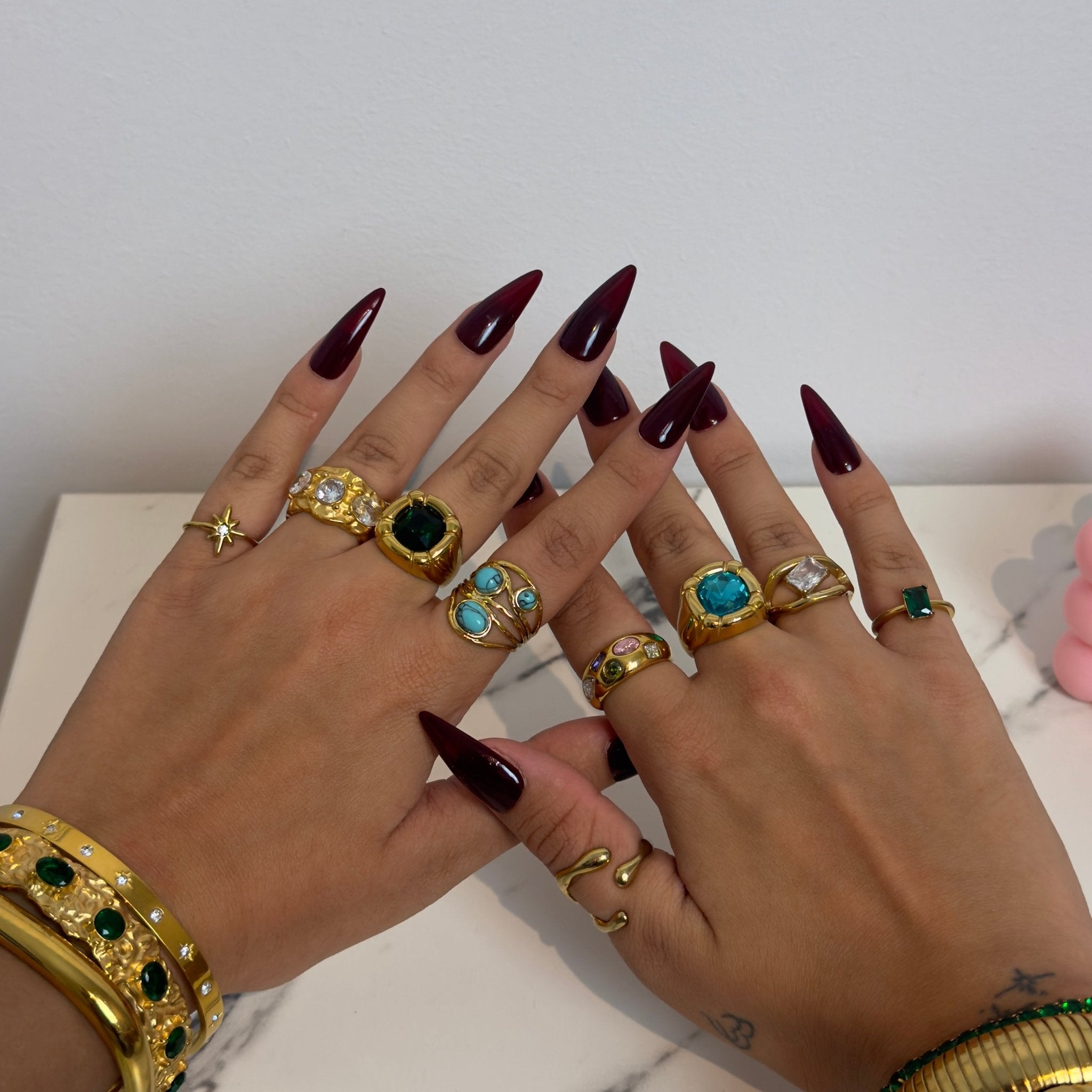 Geometric Blue Tiger Eye Ring - ILLUSIVE JEWELS USA