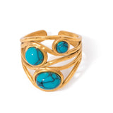 Geometric Blue Tiger Eye Ring - ILLUSIVE JEWELS USA