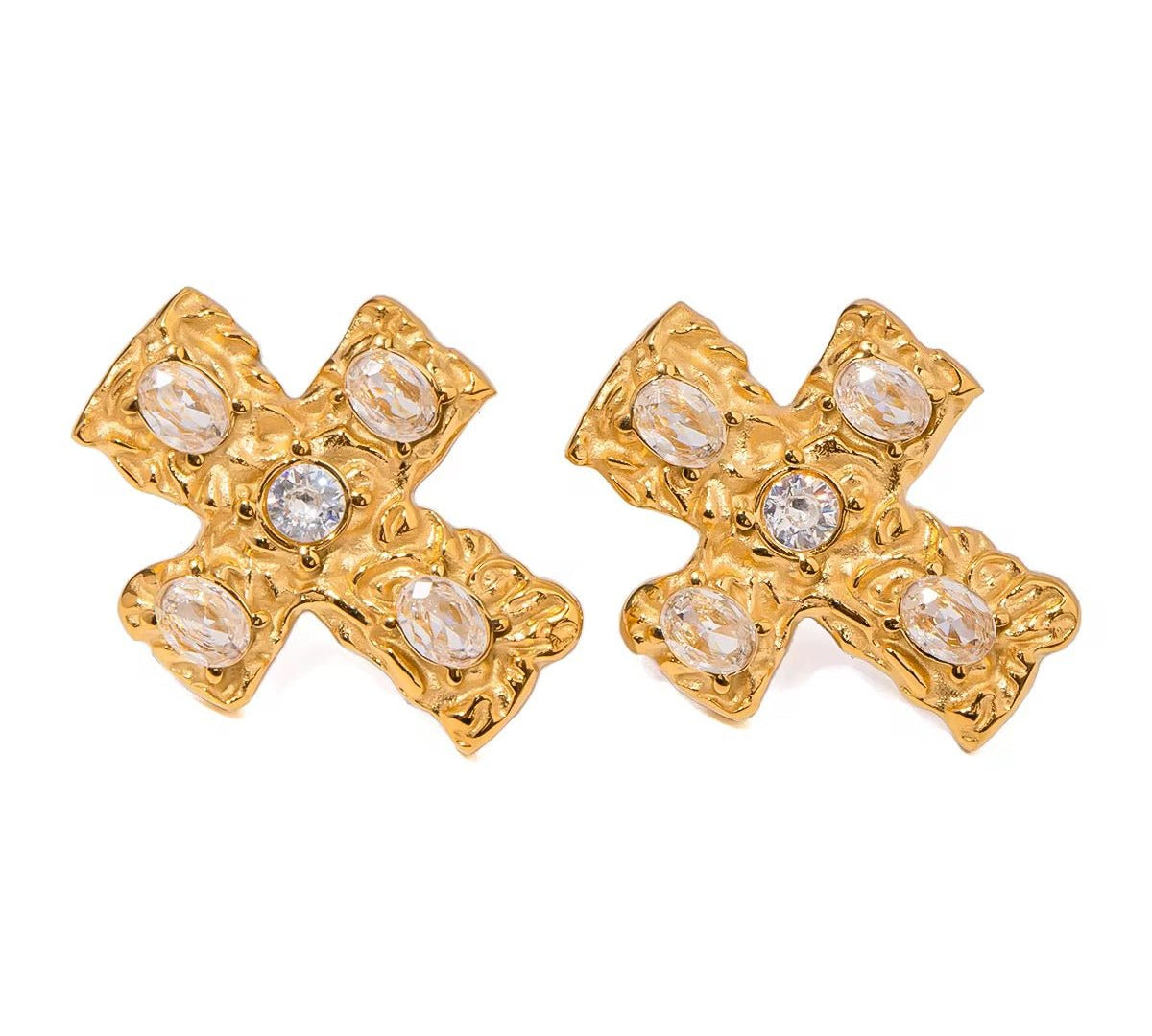 Gold Cross Stud Earrings - ILLUSIVE JEWELS USA