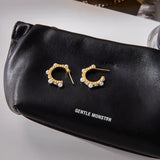 Gold Pearl Stones Hoop Earrings - ILLUSIVE JEWELS USA
