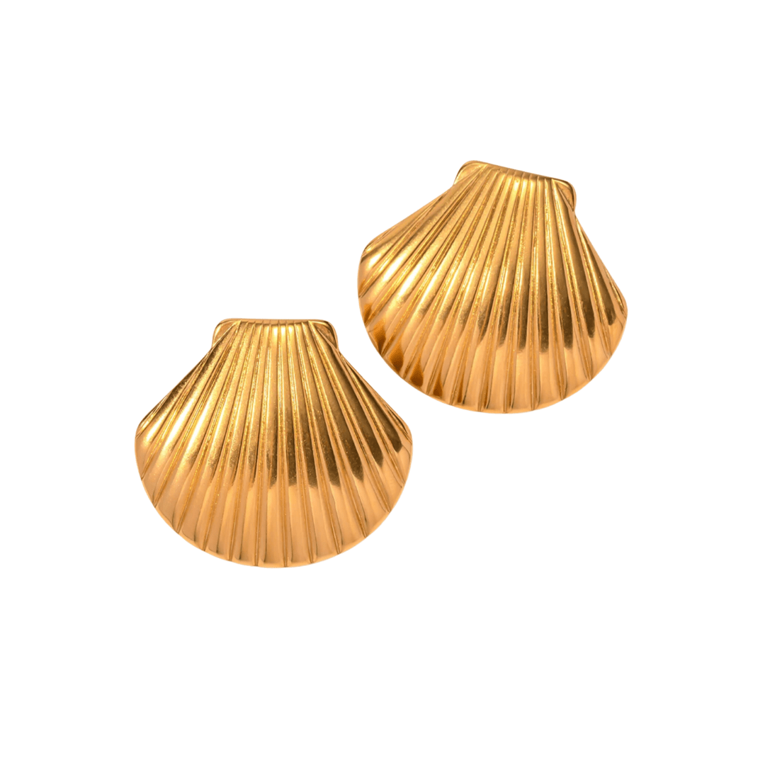 Gold Shell Stud Earrings - ILLUSIVE JEWELS USA
