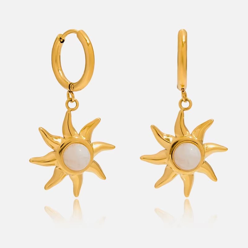 Gold Sun Huggie Hoops - ILLUSIVE JEWELS USA