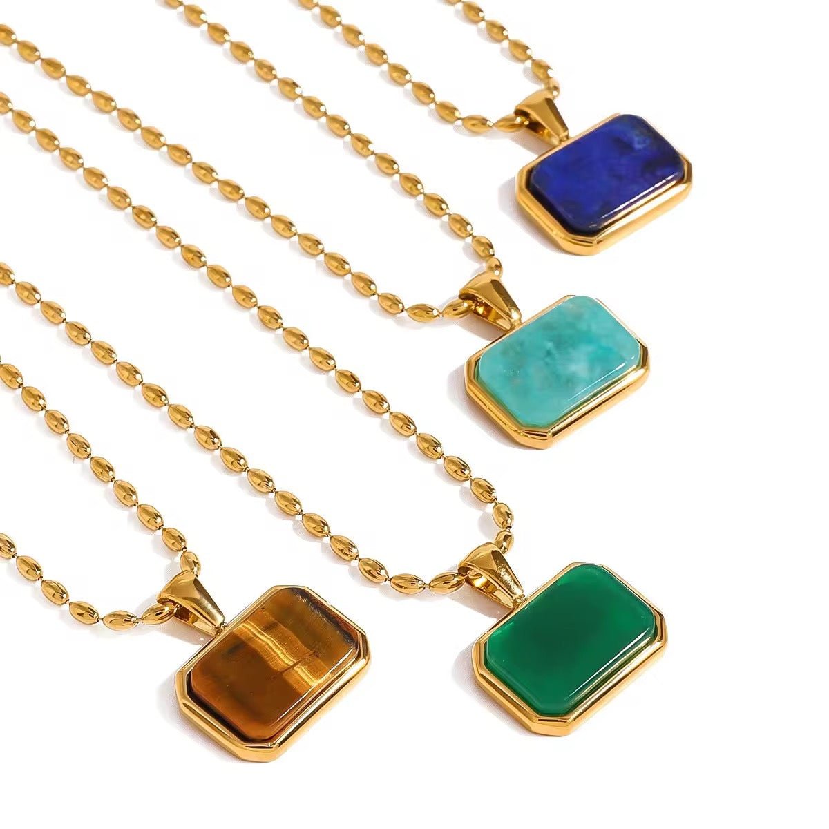 Gold Tiger Eye Pendant Necklace - ILLUSIVE JEWELS USA