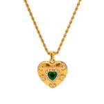 Green Heart Stone Pendant Necklace - ILLUSIVE JEWELS USA