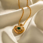 Green Heart Stone Pendant Necklace - ILLUSIVE JEWELS USA