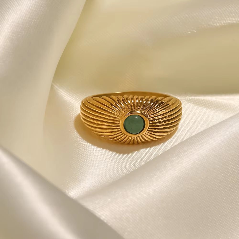Green Stone Ring - ILLUSIVE JEWELS USA