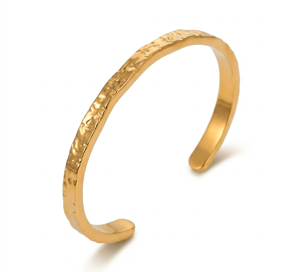 Mila Gold Hammered Cuff - ILLUSIVE JEWELS USA