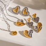 Nina Mixed Metal Heart Stud Earrings - ILLUSIVE JEWELS USA