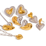 Nina Mixed Metal Heart Stud Earrings - ILLUSIVE JEWELS USA