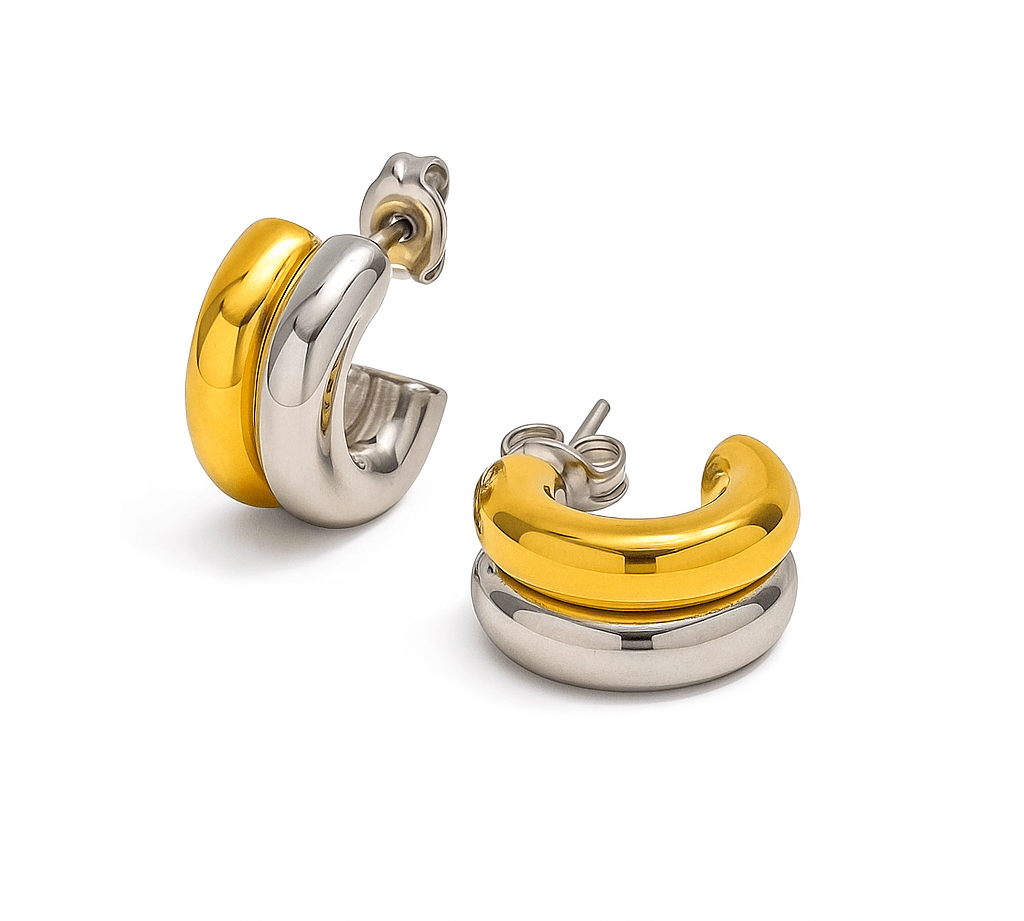 Nola Mixed Metal Hoop Earrings - ILLUSIVE JEWELS USA