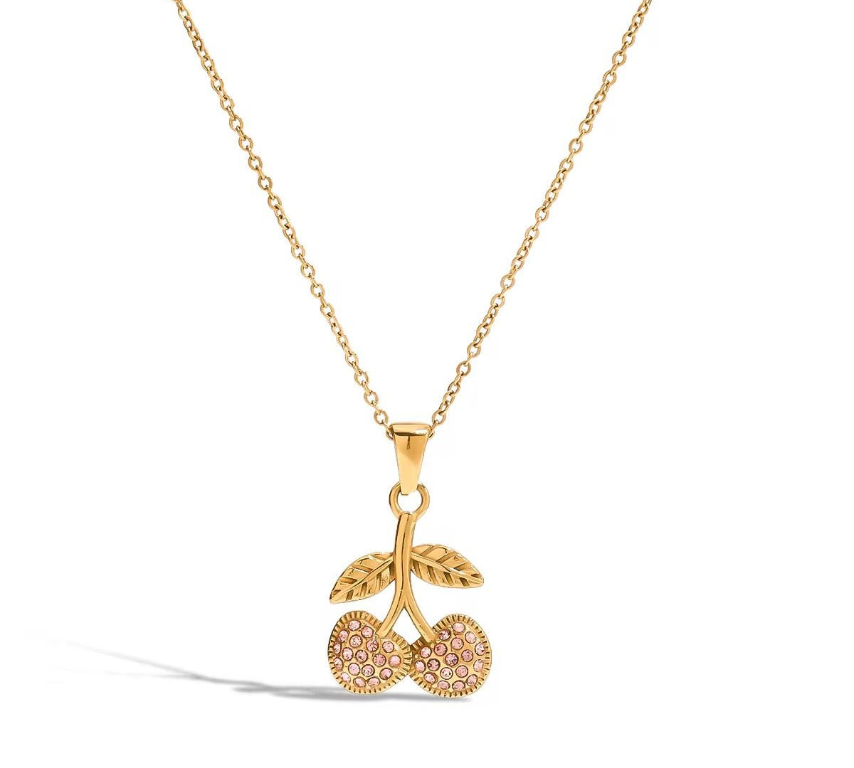 Pink CZ Cherry Necklace - ILLUSIVE JEWELS USA