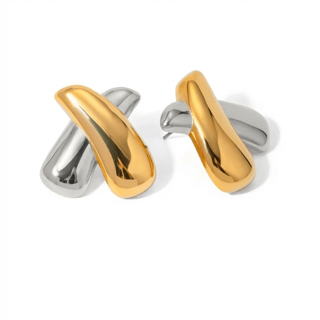 Sloane Mixed Metal Stud Earrings - ILLUSIVE JEWELS USA