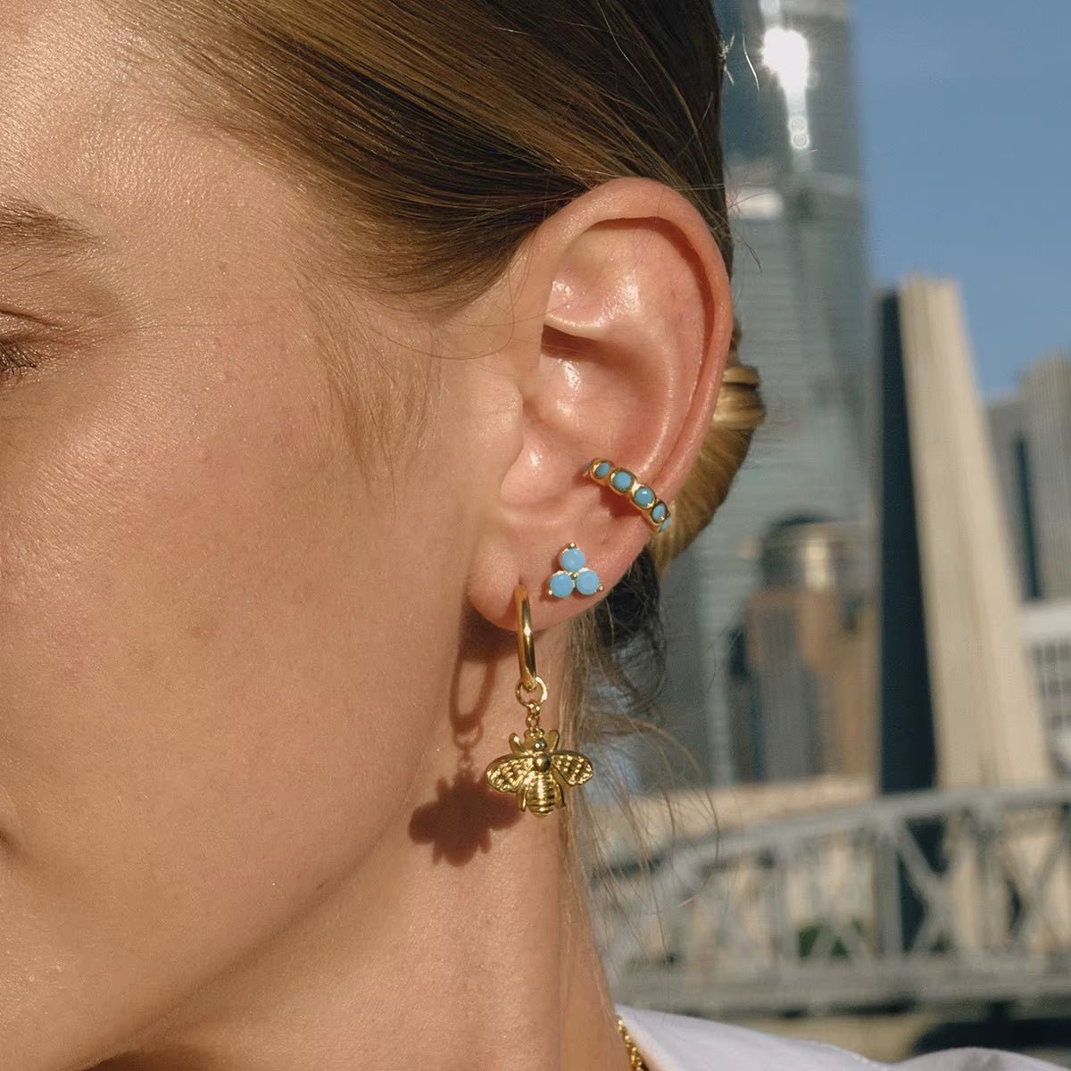 Talia Turquoise Hoops - ILLUSIVE JEWELS USA