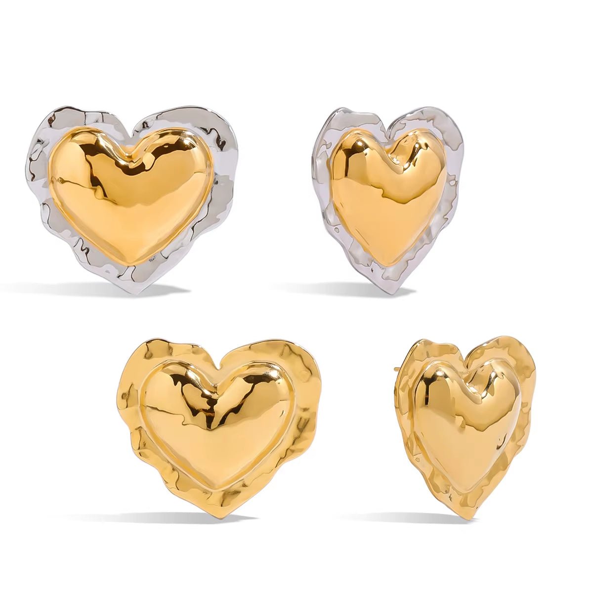 Thea Gold Heart Stud Earrings - ILLUSIVE JEWELS USA