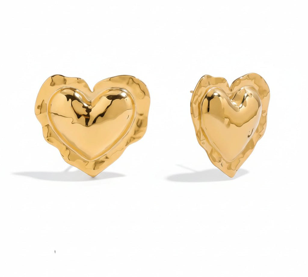 Thea Gold Heart Stud Earrings - ILLUSIVE JEWELS USA